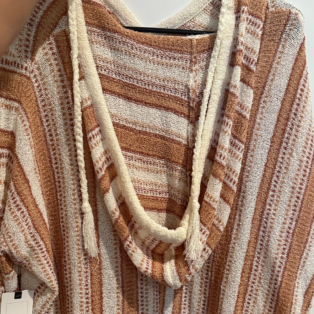 Striped Knit Rip Curl Poncho - Picture 5 of 6